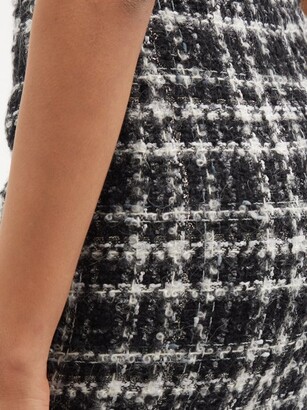 Alessandra Rich High-rise Check Wool-blend Tweed Mini Skirt - Black White