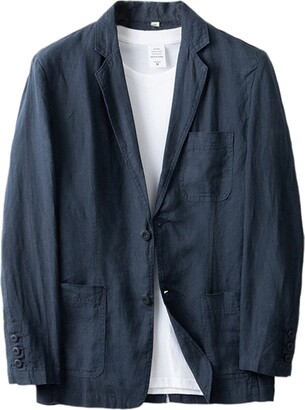 BESTORI Men's Linen Blazer Suit Jackets One Button Lightweight Sport Coat 
