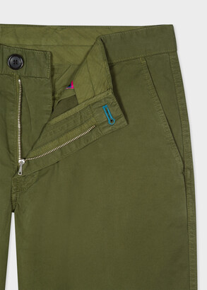 Paul Smith Men's Tapered-Fit Green Stretch Pima-Cotton Chinos