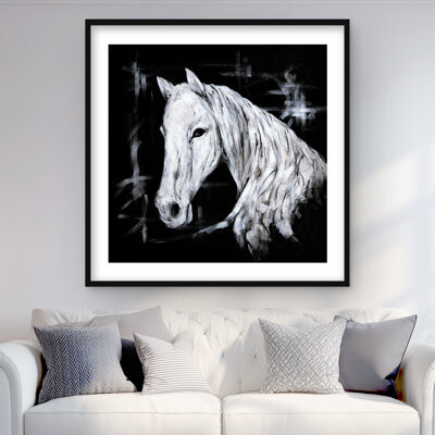 Lark Manor Abstract Horse Profile View | Monochrome Framed Print Decor