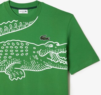 Lacoste Men's Loose-Fit Crocodile Logo T-Shirt White