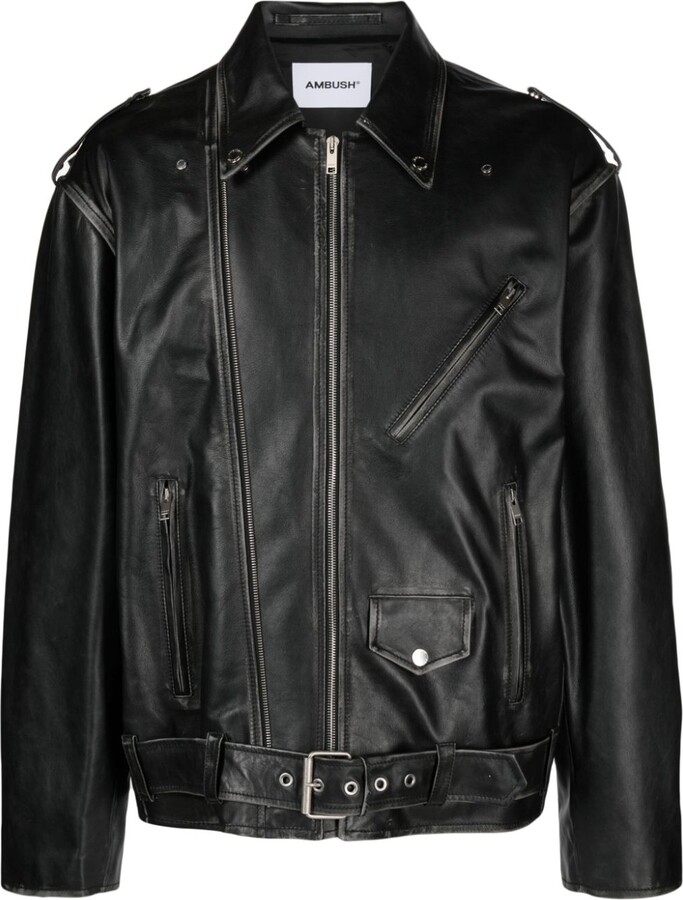 Ambush Spray Paint-Print Leather Jacket - ShopStyle