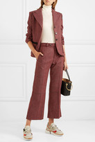 Thumbnail for your product : Chloé Cropped Checked Wool-blend Wide-leg Pants