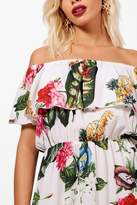 Thumbnail for your product : boohoo Tropical Print Off the Shoulder Maxi Dress