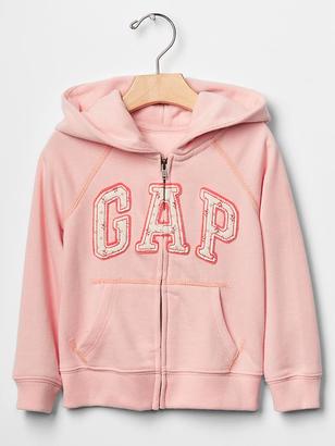 Gap Floral logo fleece zip hoodie