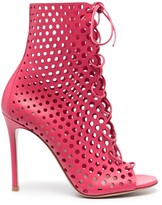 Thumbnail for your product : Gianvito Rossi Lace-Up Open-Toe Booties