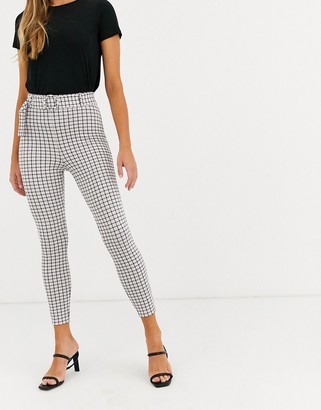 ASOS DESIGN micro check skinny trouser with self covered belt