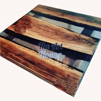 Epoxy Table, Live Edge Natural Wooden Table, Walnut Resin River