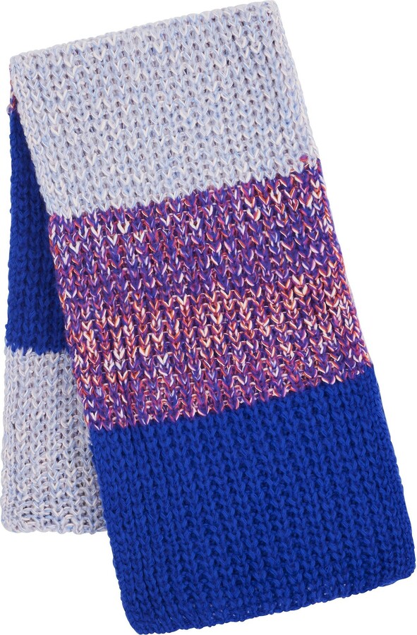 Cara & the Sky Blue Leia Stripe Oversized Chunky Knitted Scarf - Cobalt