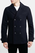 Thumbnail for your product : Topman Wool Blend Double Breasted Peacoat