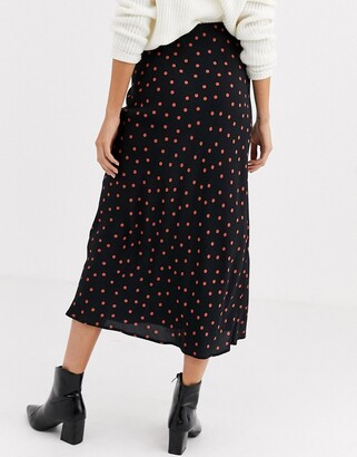 New Look bias cut skirt in red polka dot