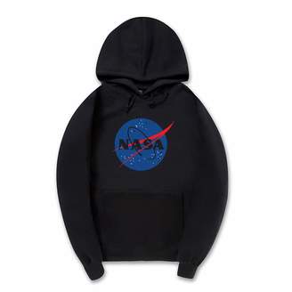 CORIRESHA Fashion NASA Logo Print Hoodie Sweatshirt with Kangaroo Pocket