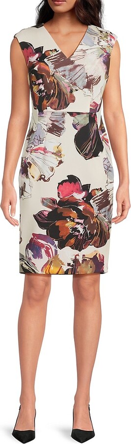 Painterly Floral Stretch Sheath Dress