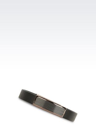 Emporio Armani Leather And Steel Bracelet