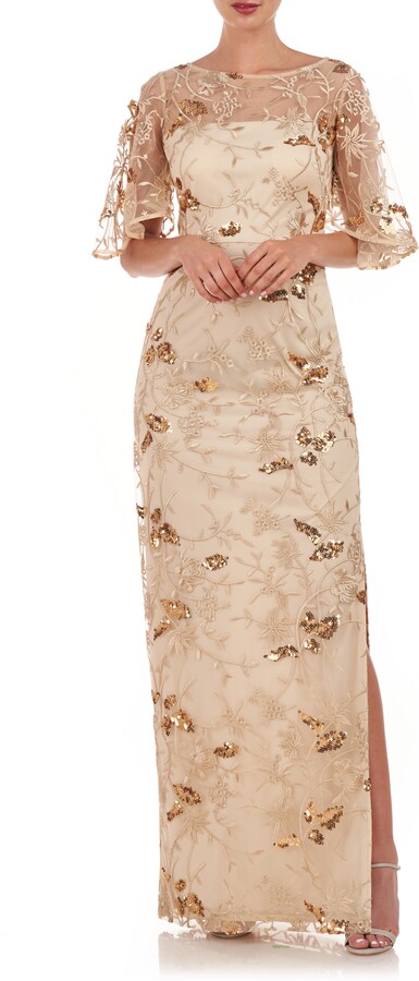 JS Collections Daphne Embroidered Sequin Column Gown