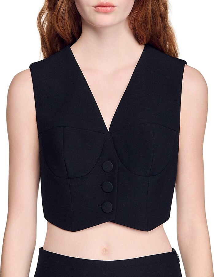 Sandro Jacket Style Crop Top