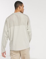 Thumbnail for your product : ASOS DESIGN oversized long sleeve t-shirt with woven utility pockets in beige