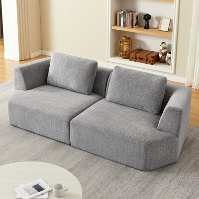 Latitude Run 3 Seater Compressed Apartment  Grey Chenille Fabric No Assembly Comfortable For Living Room Soft And  Sponge Pocket Spring Zippered Cleaning Spa