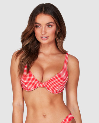 Billabong Women's Red Bikini Tops - Surf Check Bra Bikini Top - Size One Size, 10 at The Iconic