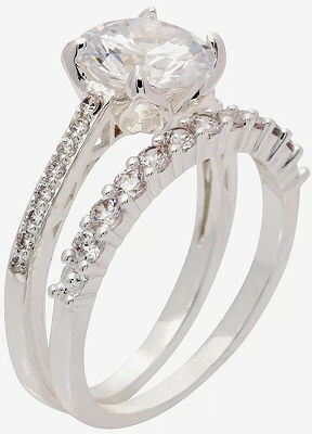 Sparkle Allure 2-pc. Cubic Zirconia Pure Silver Over Brass Ring Sets