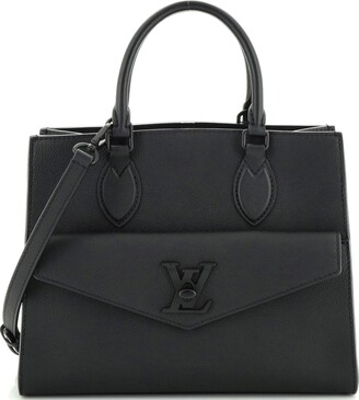 Pre Loved Louis Vuitton Lockme Shopper Tote Bag in Greige Calfskin Lea –  Bluefly
