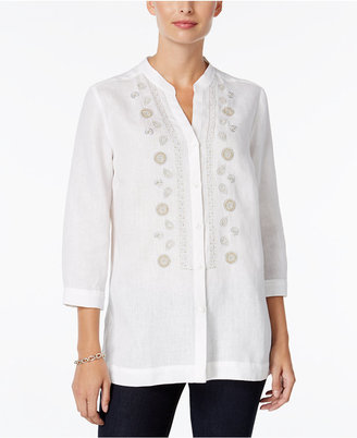 Charter Club Embroidered Linen Shirt, Only at Macy's