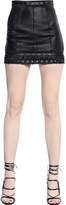 Thumbnail for your product : DSQUARED2 Nappa Leather Mini Skirt With Trim