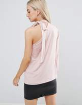 Thumbnail for your product : ASOS Petite Pussy Bow One Shoulder Balloon Sleeve