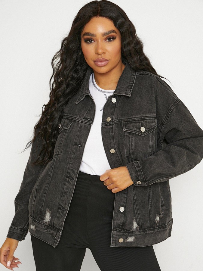 denim jacket black ripped
