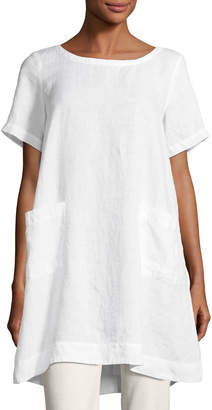 Eileen Fisher Short-Sleeve Organic Linen Dress