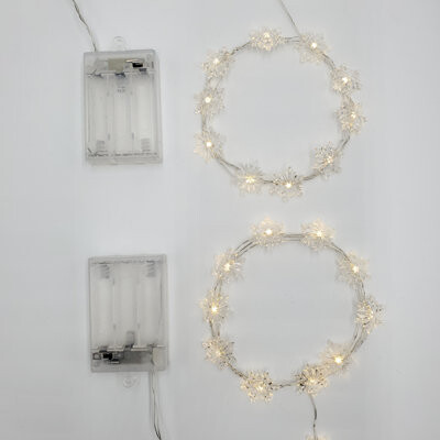 LumaBase Battery Operated LED Fairy String Lights with Snowflakes