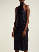 Thumbnail for your product : Galvan Dusk Mesh-panel Lame Dress - Navy
