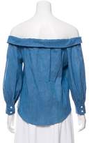 Thumbnail for your product : Veronica Beard Off-The-Shoulder Button-Up Top