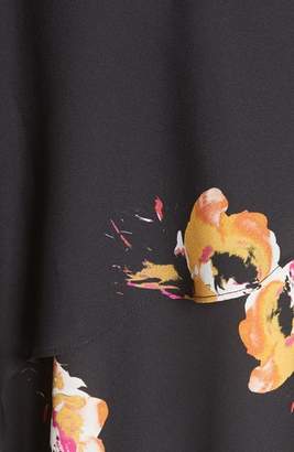 A.L.C. Natalia Floral Print Silk Asymmetrical Midi Dress