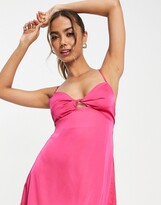 Thumbnail for your product : Stradivarius babydoll satin mini dress in hot pink