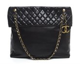 Thumbnail for your product : Chanel Pre-Owned Black Lambskin Quilted Top  Vintage XL Shopping Tote Bag
