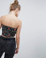 Thumbnail for your product : Wednesday's Girl Shirred Bandeau Crop Top In Ditsy Floral