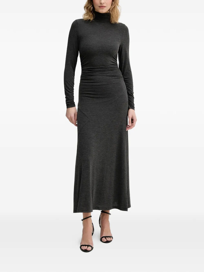 Sisley Ruched Roll-Neck Midi Dress