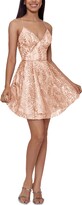 Thumbnail for your product : Blondie Nites Juniors' Tie-Back Sequin-Overlay Dress
