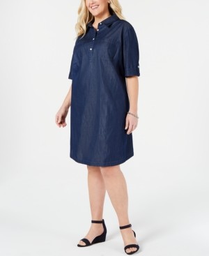 plus size chambray shirt dress