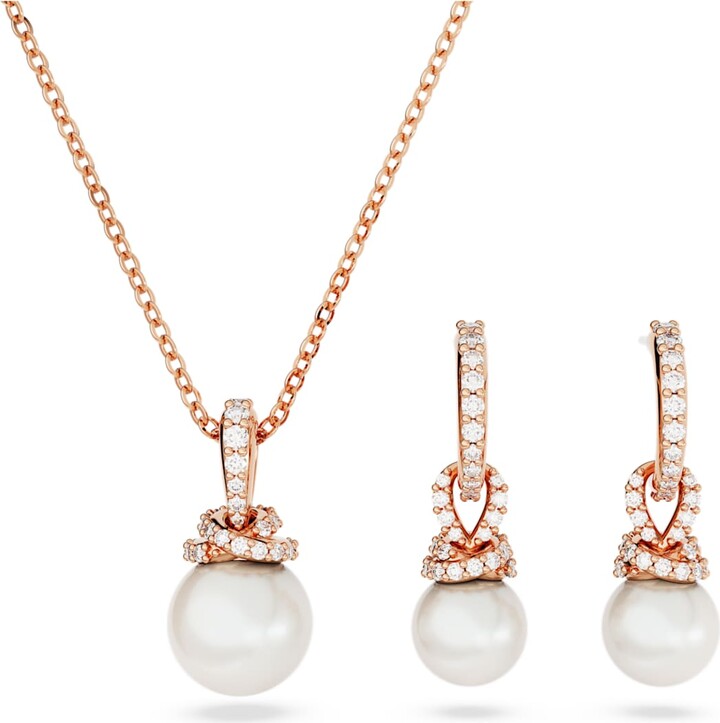 Swarovski Originally set Crystal pearl White Rose gold-tone plated