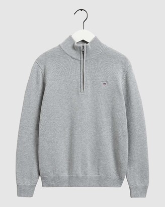 Gant Girl's Grey Jumpers - Teen - Casual Cotton Half-Zip Sweater