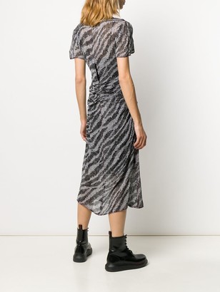 Rag & Bone Zebra Print Ruched Midi Dress