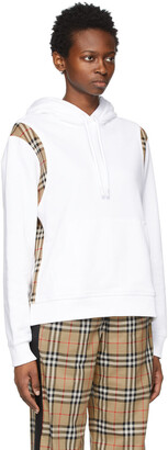 Burberry White Oversized Vintage Check Panel Hoodie