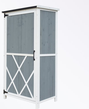Deepskyblue Outdoor Wooden Storage Shed with Sloped Roof and 5 Customizable Compartments