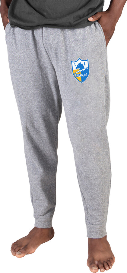 Men's Concepts Sport Gray Los Angeles Chargers Throwback Logo Mainstream Cuffed Terry Pants