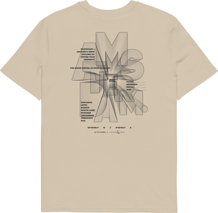 Anchor & Crew Neutrals Desert Dust Gustatory Amsterdam Coffee Scene Organic Cotton Embroidered T-Shirt - Women