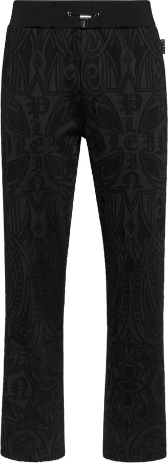 Philipp Plein Chrome Crest jacquard-pattern trousers
