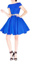 Thumbnail for your product : Mac Duggal Boat-Neck Cap-Sleeve Open-Back Fit-&-Flare Short Dress