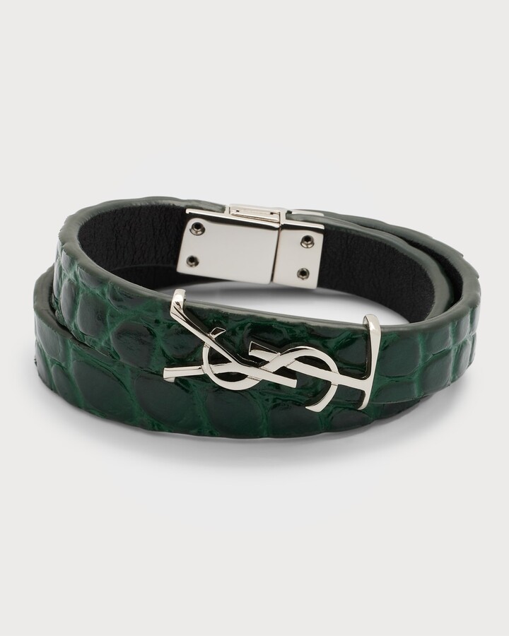 Saint Laurent Leather Monogram Double-Wrap Bracelet, Green - ShopStyle  Jewelry